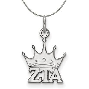 Sterling Silver Zeta Tau Alpha XS (Tiny) Pendant Necklace - 24 Inch
